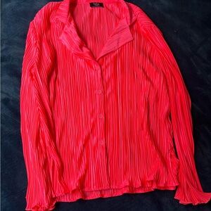 LALA ORIGINAL: Long Sleeve Plisse Set in Electric Pink